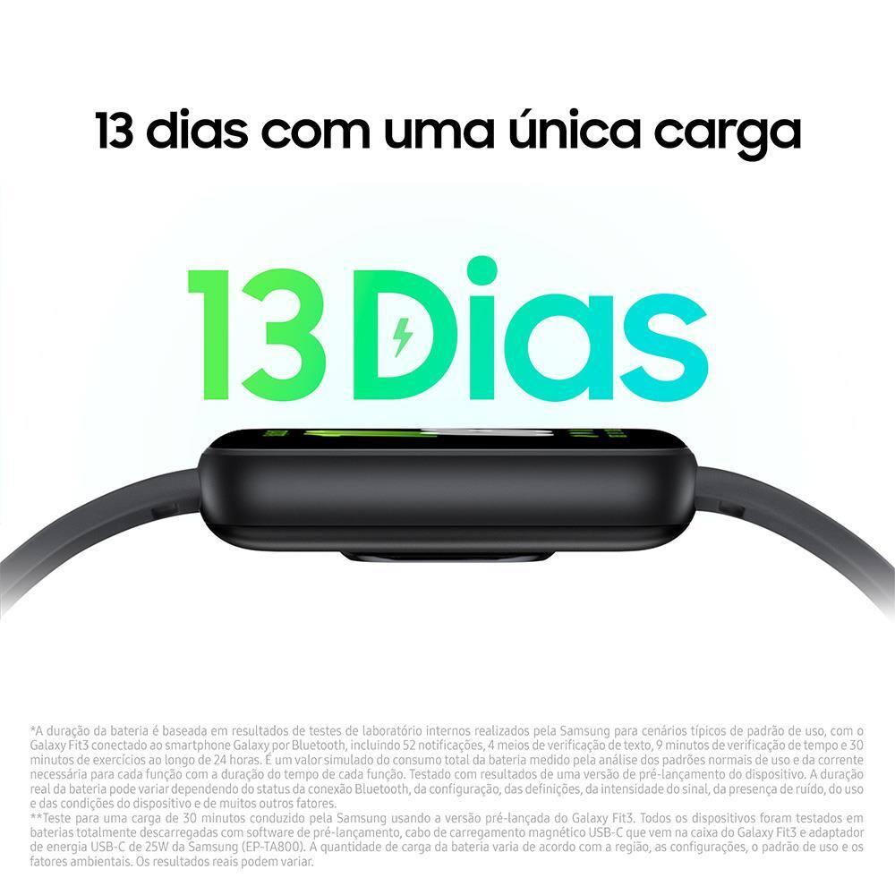 Samsung Galaxy Fit3 Grafite Display de 1.6 AMOLED colorido, Bluetooth, Design Premium em Alumínio, Mais De 100 Exercícios e Resistente à Água e Poeira - 3