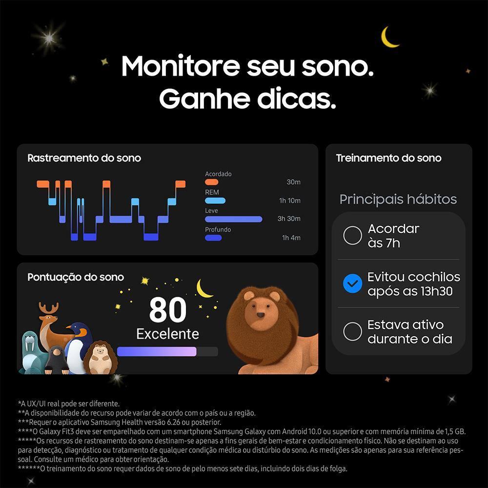 Samsung Galaxy Fit3 Grafite Display de 1.6 AMOLED colorido, Bluetooth, Design Premium em Alumínio, Mais De 100 Exercícios e Resistente à Água e Poeira - 5