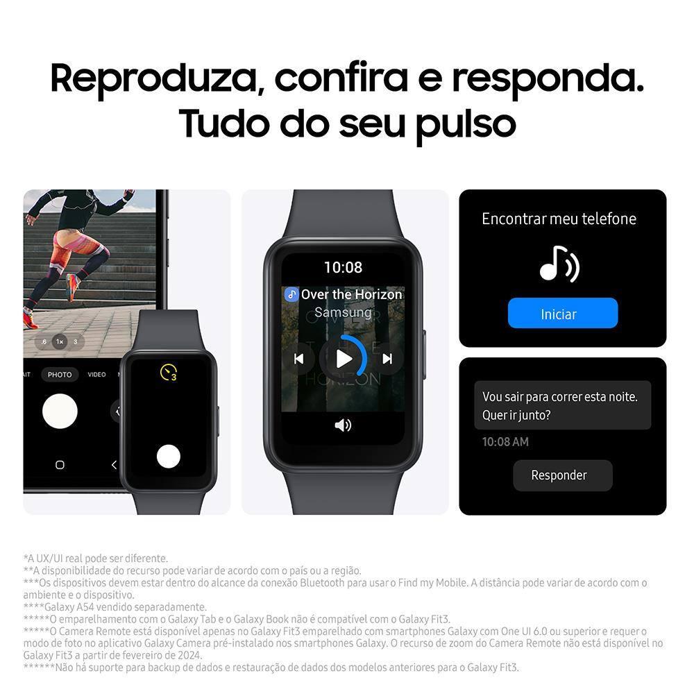 Samsung Galaxy Fit3 Grafite Display de 1.6 AMOLED colorido, Bluetooth, Design Premium em Alumínio, Mais De 100 Exercícios e Resistente à Água e Poeira - 8