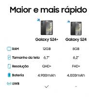 Smartphone Samsung Galaxy S24 5G Preto 128GB, Tela 6.2”, 8GB RAM, Inteligência Artificial, IP68, Processador Exynos 2400, Câmera Tripla Traseira - 6