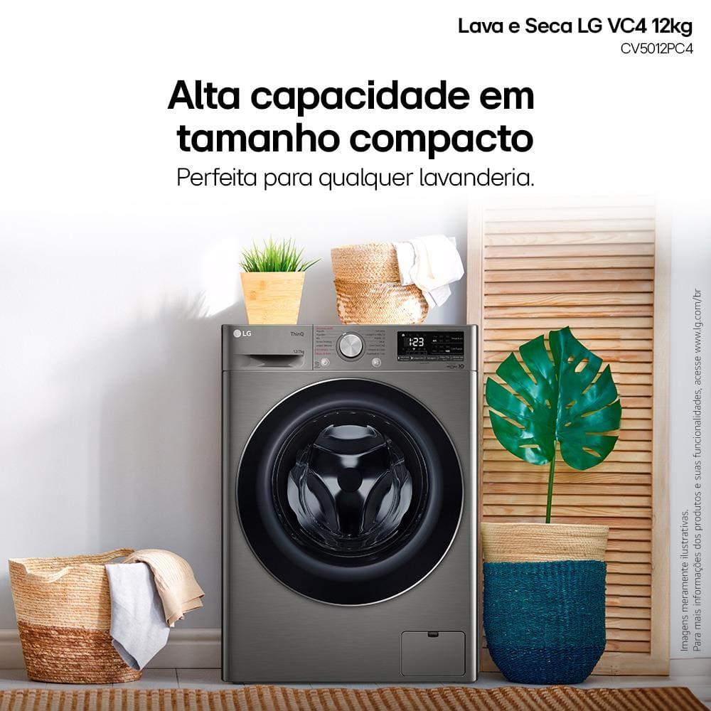 Lava e Seca LG 12Kg/7Kg Smart VC4 com Inteligência Artificial AI DD™ CV5012PC4 - Inox - 2