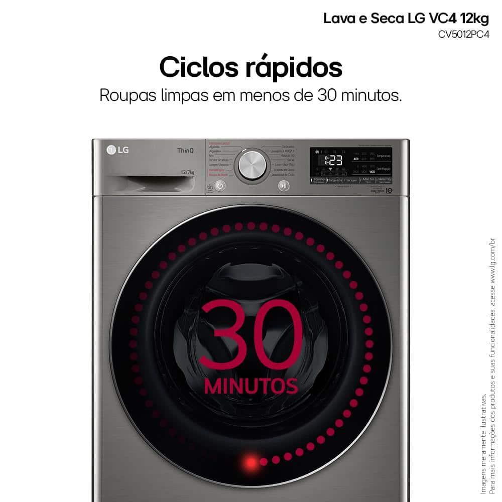 Lava e Seca LG 12Kg/7Kg Smart VC4 com Inteligência Artificial AI DD™ CV5012PC4 - Inox - 6