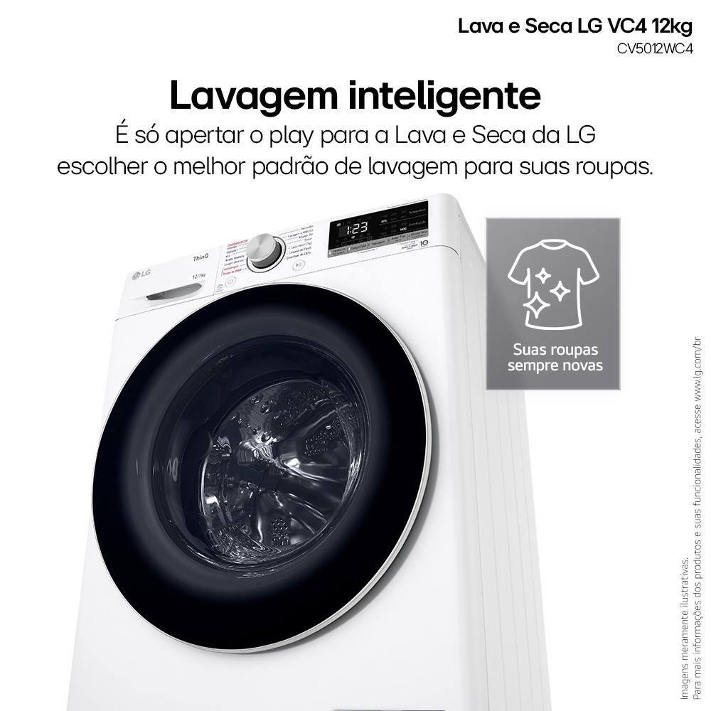 Lava e Seca LG 12Kg/7Kg Smart VC4 com Inteligência Artificial AI DD™ CV5012WC4 - Branca - 4