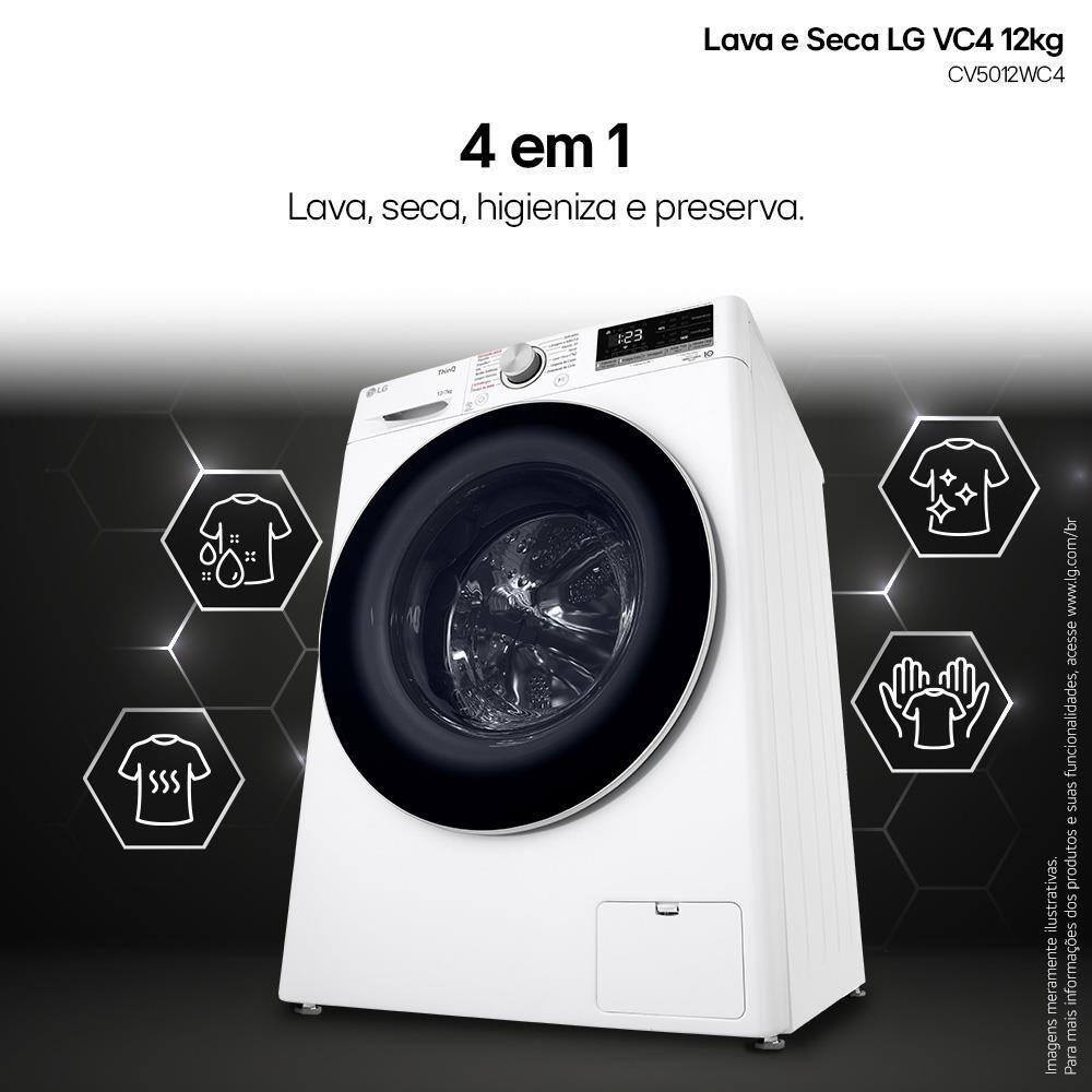Lava e Seca LG 12Kg/7Kg Smart VC4 com Inteligência Artificial AI DD™ CV5012WC4 - Branca - 7