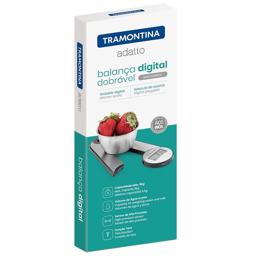 Balança Digital Dobrável para Cozinha Tramontina Adatto 5kg em Aço Inox - 4