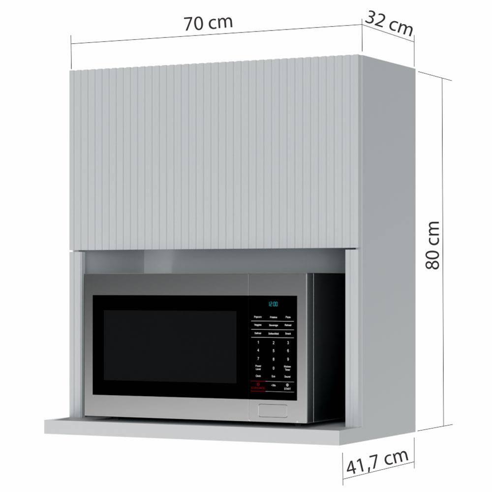 Armário Aéreo Nesher Rainha em MDF 15mm com Nicho para Micro-ondas, 1 Porta e 1 Prateleira - 70cm de largura - 2