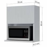 Armário Aéreo Nesher Rainha em MDF 15mm com Nicho para Micro-ondas, 1 Porta e 1 Prateleira - 70cm de largura - 2