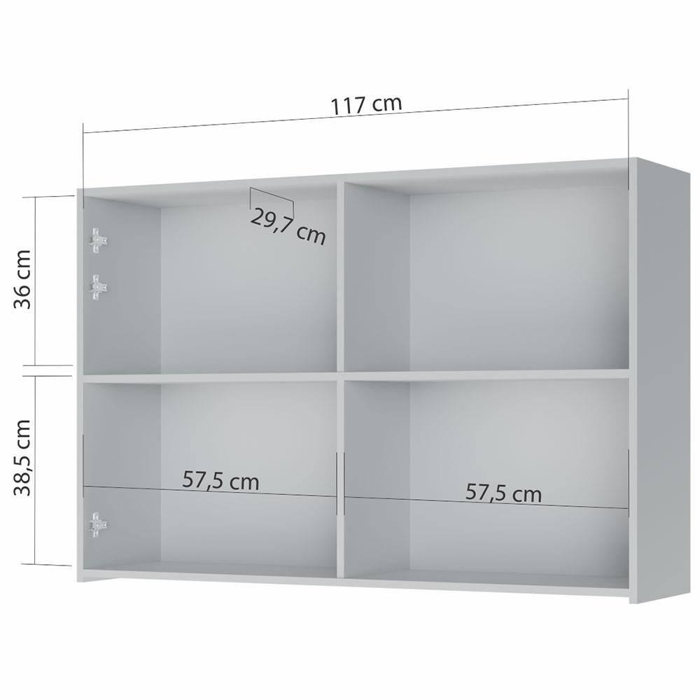 Armário Aéreo Nesher Rainha em MDF 15mm com 2 Portas e 1 Prateleira - 120cm de largura - 3