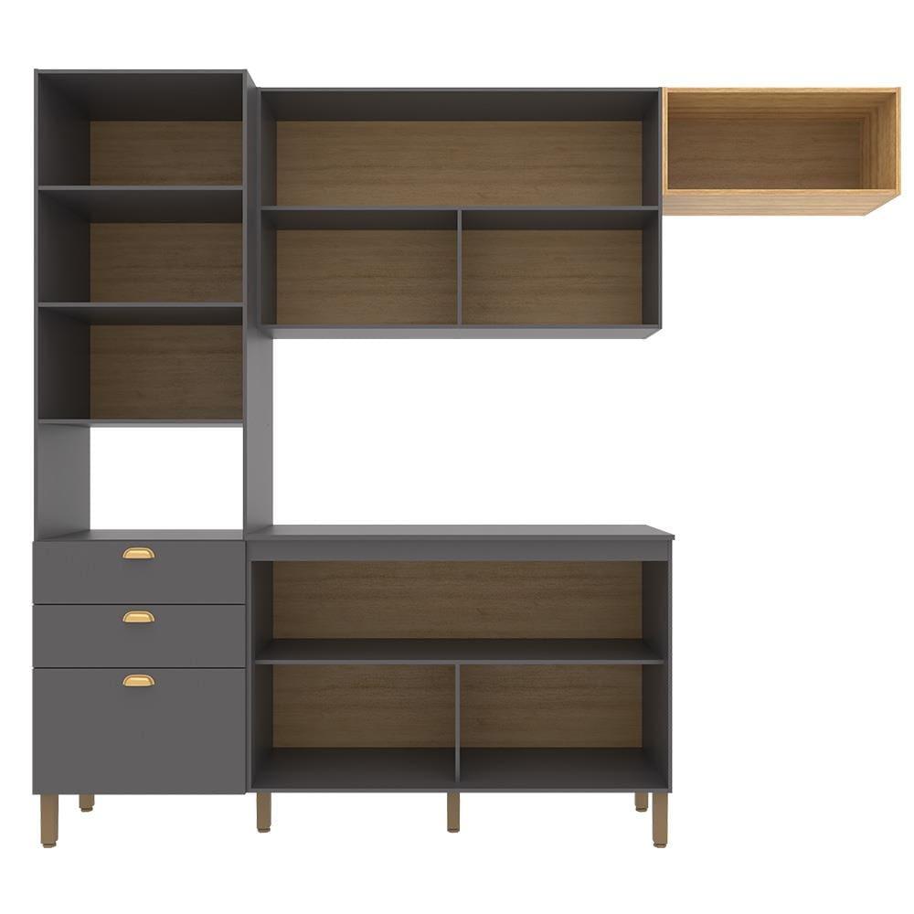 Cozinha Compacta Bartira Pérola com 5 Portas, 2 Gavetas, 1 Gavetão e 4 Prateleiras - 251cm de largura - 4