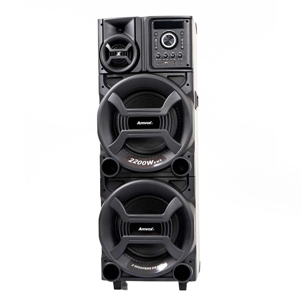 Caixa Amplificadora Amvox Pesadão Black ACA 2201 com Bluetooth, Entradas USB, Microfone e Instrumentos - 2200W - 2