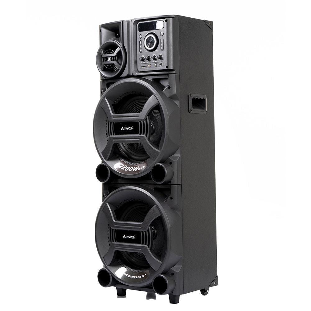 Caixa Amplificadora Amvox Pesadão Black ACA 2201 com Bluetooth, Entradas USB, Microfone e Instrumentos - 2200W - 4