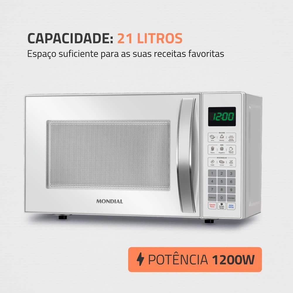 Micro-ondas Mondial MO-01-21-W com Função Tira Odor e Manter Aquecido Branco - 21L - 2