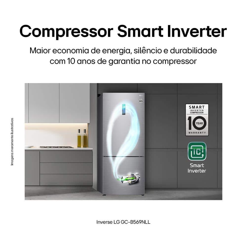 Geladeira LG Frost Free Inverse Conectividade Inteligente Inox Look - 451L - 3