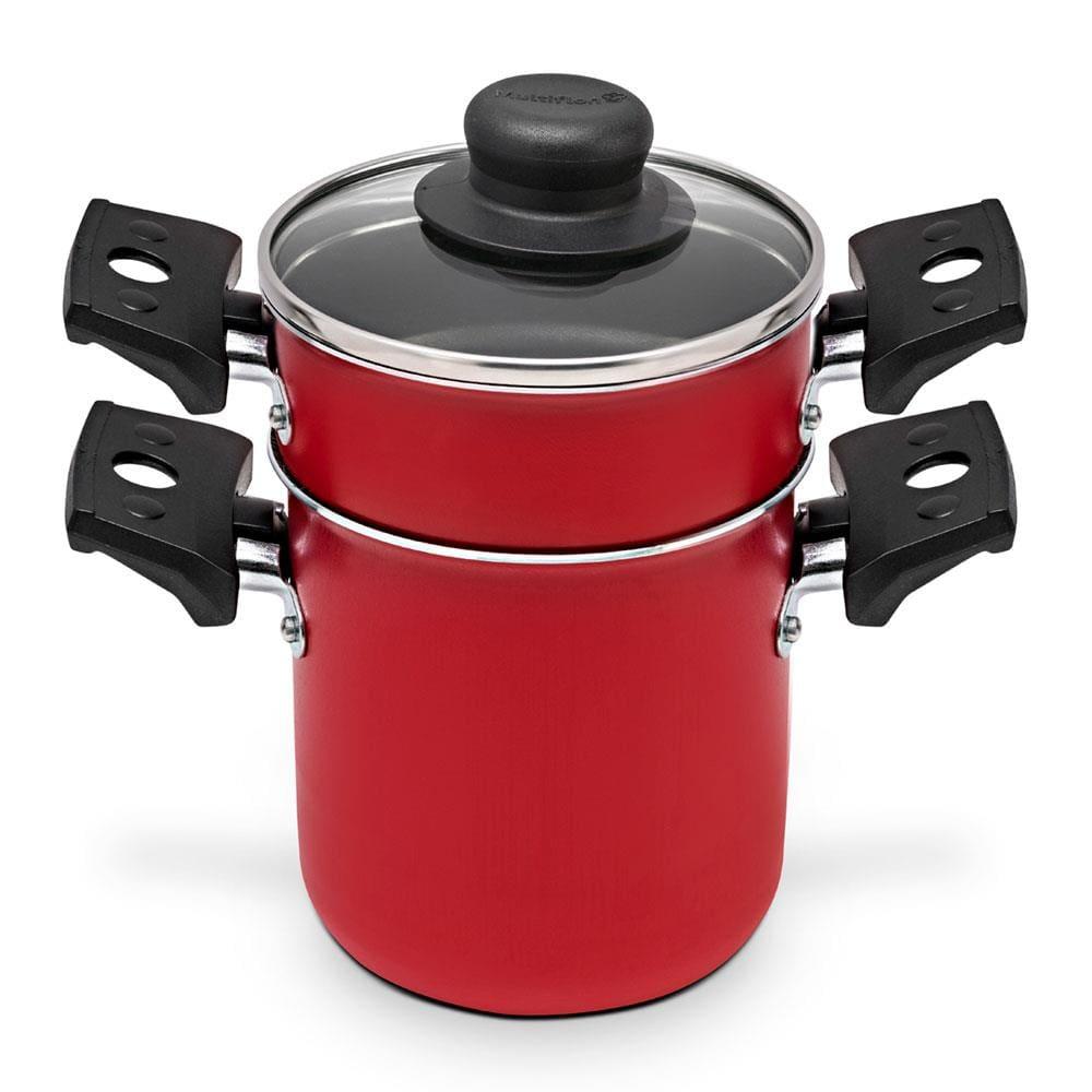 Mini Cuscuzeira Multiflon em Alumínio com Alça TPA Versátil - Vermelho - 1