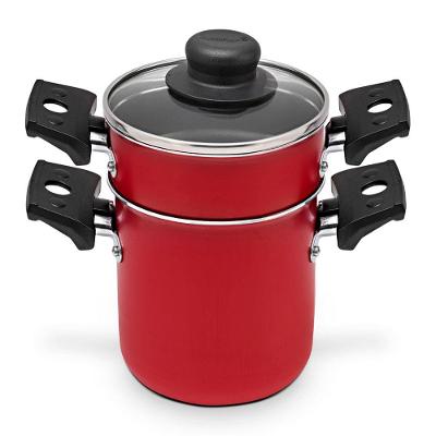Mini Cuscuzeira Multiflon em Alumínio com Alça TPA Versátil - Vermelho