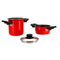 Mini Cuscuzeira Multiflon em Alumínio com Alça TPA Versátil - Vermelho - 3