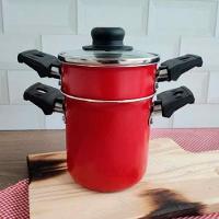 Mini Cuscuzeira Multiflon em Alumínio com Alça TPA Versátil - Vermelho