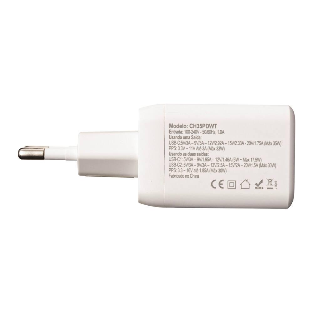 Carregador de Tomada Universal Geonav Turbo Duo CH35PDWT 35W para Celulares e Dispositivos Eletrônicos - 7