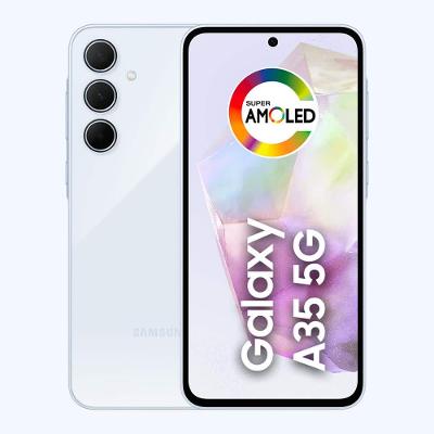 Smartphone Samsung Galaxy A35 5G Azul Claro 256GB, 8GB RAM, Câmera Tripla Traseira de até 50MP, Selfie de 13MP e Tela super AMOLED de 6.6”
