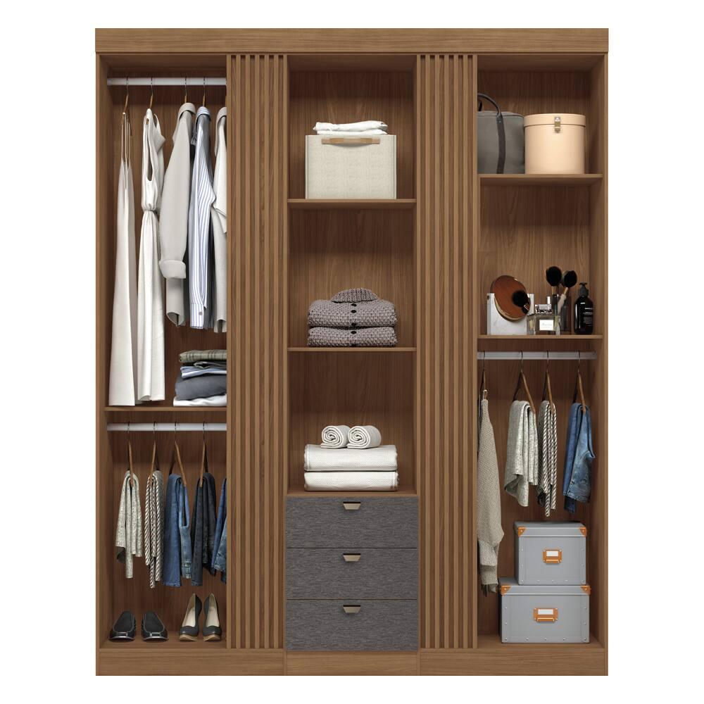 Guarda-roupa Santos Andirá Aurora 3 Portas 3 Gavetas 6 Prateleiras com Cabideiro Solteiro - 2