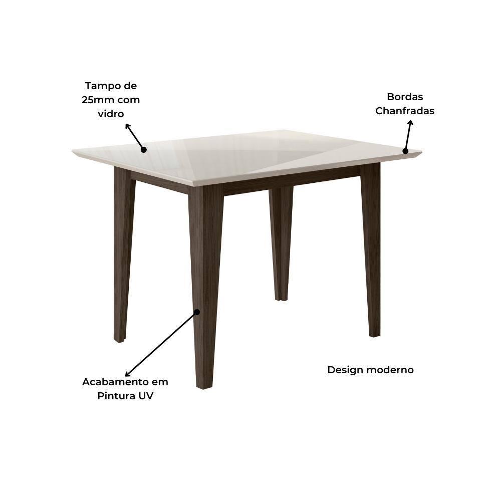 Mesa de Jantar Retangular Poliman Belle com Tampo de Vidro e 4 Cadeiras Revestidas em Suede - 4