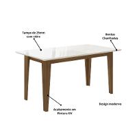 Mesa de Jantar Retangular Poliman Goya com Tampo de Vidro e 6 Cadeiras Revestidas em Suede