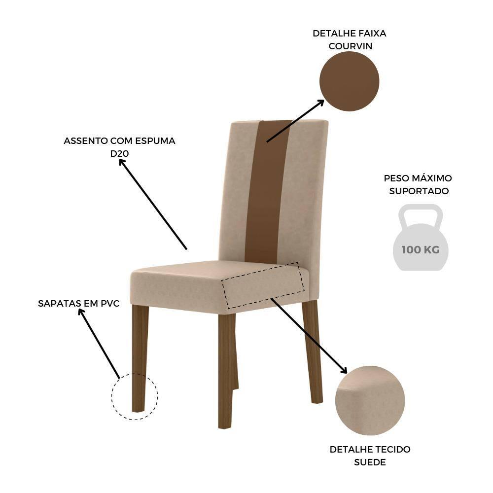 Mesa de Jantar Retangular Poliman Goya com 6 Cadeiras Revestidas em Suede - 9