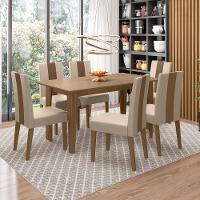 Mesa de Jantar Retangular Poliman Goya com 6 Cadeiras Revestidas em Suede - 1