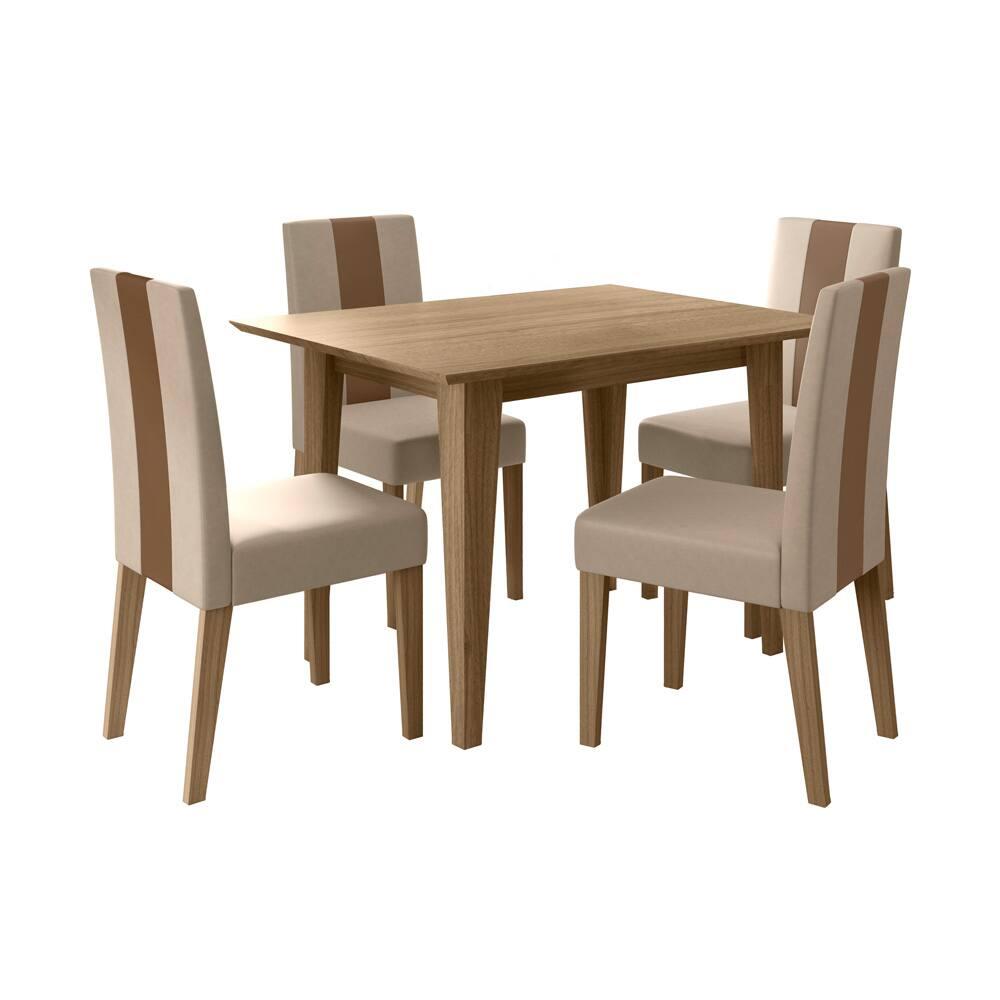 Mesa de Jantar Retangular Poliman Belle com 4 Cadeiras Revestidas em Suede - 2