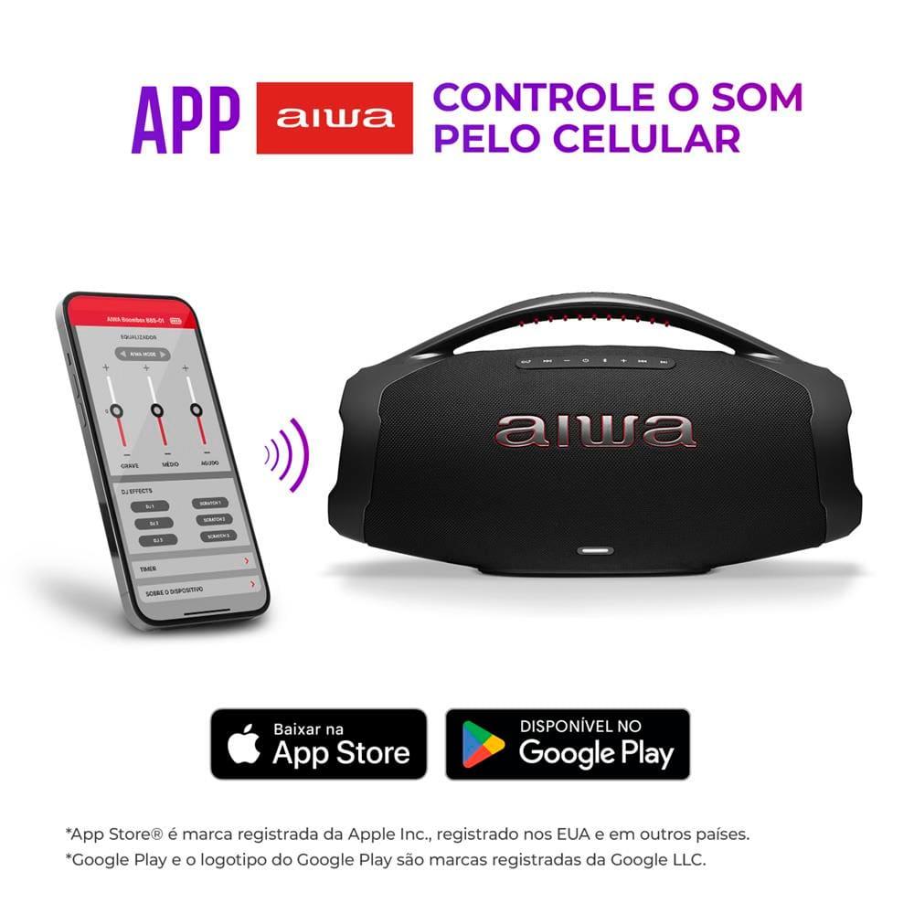 Caixa de Som Aiwa Boombox Plus com 3 Alto-falantes Bivolt e com Proteção IP66 Contra Água e Poeira AWS-BBS-01B - 200W - 8