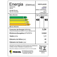 Ventilador de Coluna Mallory Max Control com 3 velocidades Controle Remoto e Timer - 140W - 9