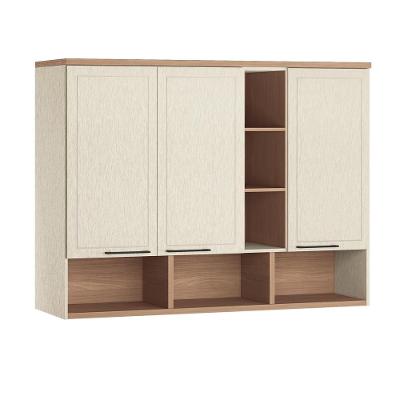 Módulo Ponte 146 Toledo Areia 3 Portas Casal com Maleiro e Fita LED no Tampo Externo com Interrupto – Areia/Wood