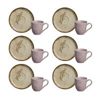 Conjunto de Xícaras para Café Porto Brasil Stone Nativa com Pires 120 ml - 6 peças - 1