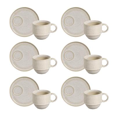 Conjunto de Xícaras de Chá Empilháveis com Pires Porto Brasil Latte – 230 ml