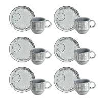 Conjunto de Xícaras de Chá Empilháveis com Pires Porto Brasil Titanium 6 peças - 230 ml - 1