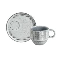 Conjunto de Xícaras de Chá Empilháveis com Pires Porto Brasil Titanium 6 peças - 230 ml - 2