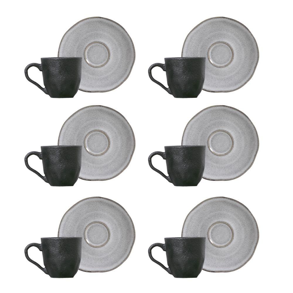 Conjunto de Xícaras de Café com Pires Porto Brasil Orgânico Concreto 6 peças - 120 ml - 1