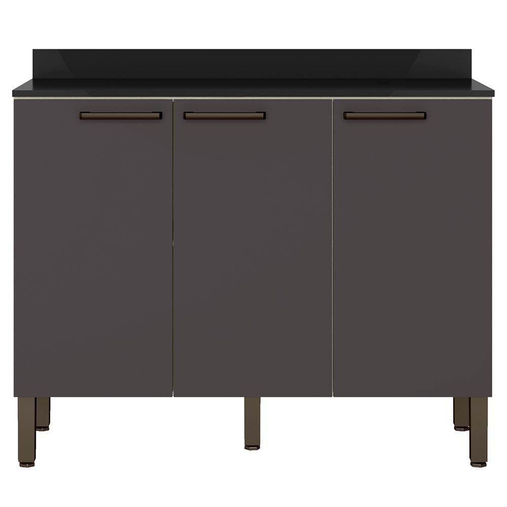 Balcão Triplo Bartira Veneza com 3 Portas e 1 Prateleira - 108,4cm de largura - Freixo/Grafite - 1