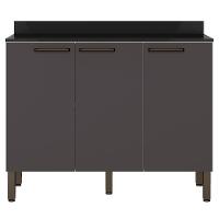 Balcão Triplo Bartira Veneza com 3 Portas e 1 Prateleira - 108,4cm de largura - Freixo/Grafite - 1