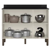 Balcão Triplo Bartira Veneza com 3 Portas e 1 Prateleira - 108,4cm de largura - Freixo/Grafite - 2