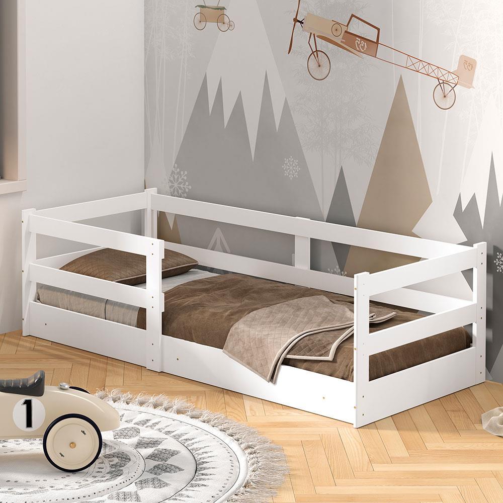 Cama Infantil Barreto Cercadinho Popy com Grade de Proteção - Branco - 1