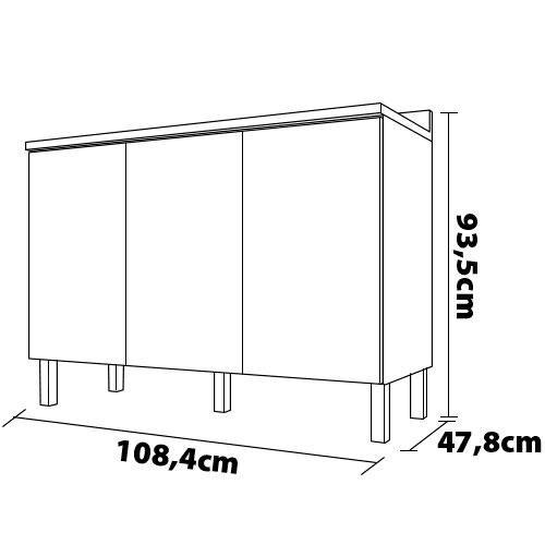 Balcão Triplo Bartira Veneza com 3 Portas e 1 Prateleira - 108,4cm de largura - 3