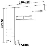 Cozinha Compacta Bartira Veneza com 4 Portas, 3 Gavetas e 4 Prateleiras - 250,8cm de largura - 3