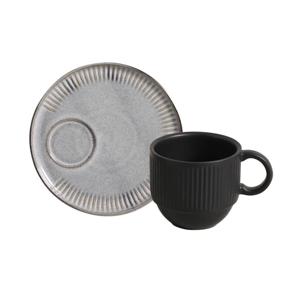 Conjunto de Xícaras de Chá Empilháveis com Pires Porto Brasil Dust 6 peças - 230 ml - 2