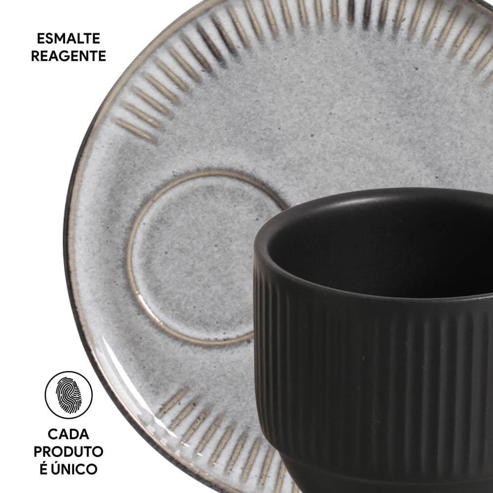 Conjunto de Xícaras de Chá Empilháveis com Pires Porto Brasil Dust 6 peças - 230 ml - 6