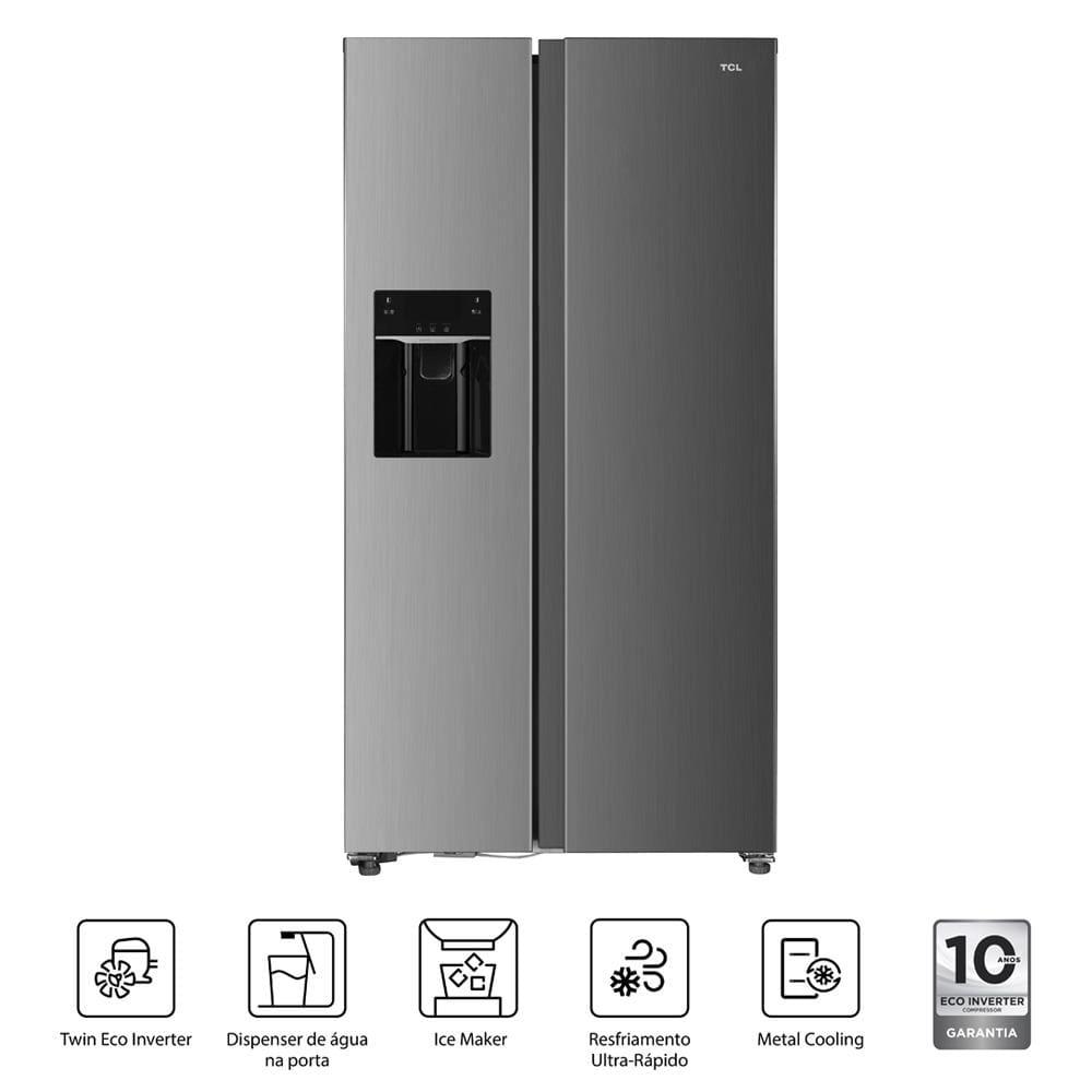 Geladeira TCL Side by Side C516SBIMN Twin Eco Inverter Frost Free Metal Cooling Painel Digital 2 Portas Inox 516L - 7