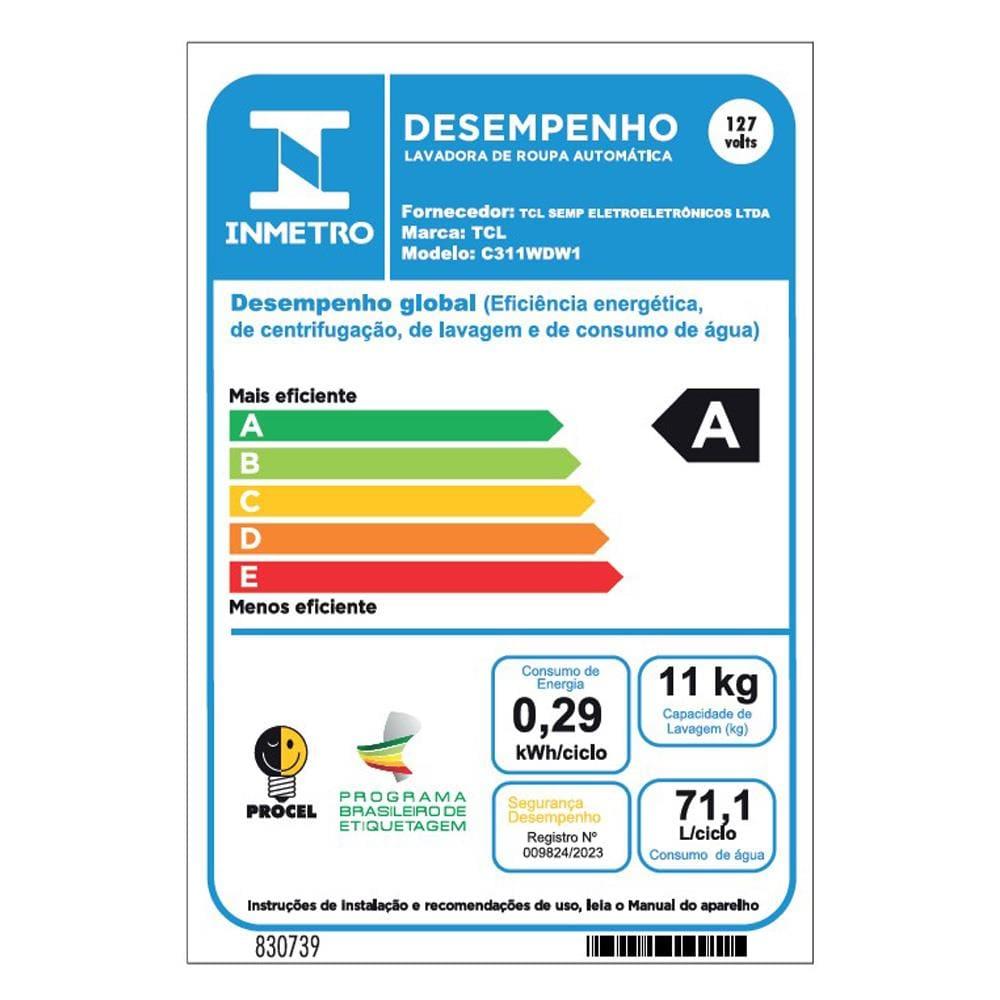 Lava e Seca TCL 11kg/7kg com Motor BLDC Inverter e Sistema Air Wash C311WD - Branca - 4
