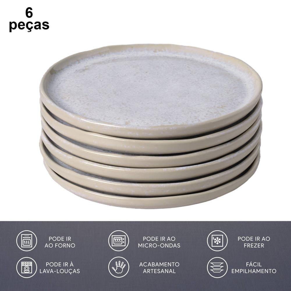 Conjunto de Prato de Pão Porto Brasil Bio Latte 6 peças – Bege - 4