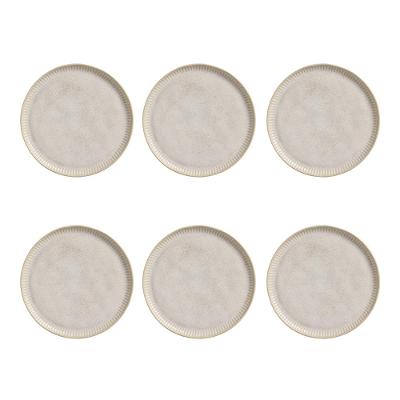 Conjunto de Pratos Rasos Porto Brasil Linhas Latte com 6 Peças - Bege