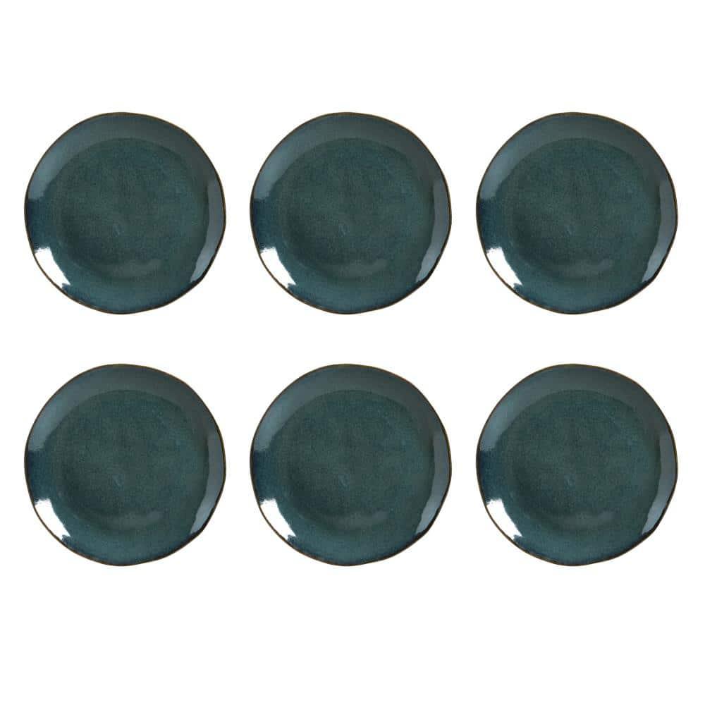 Conjunto de Pratos Rasos Porto Brasil Orgânico Oceano com 6 Peças - Azul - 1